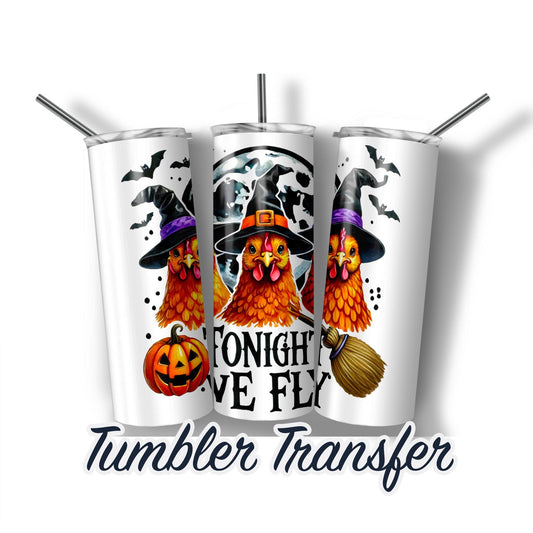 Halloween Sublimation Transfer Print For 20 oz - 30 oz Skinny Tumbler - Ready To Press Chicken Witches Halloween Tumbler Wrap