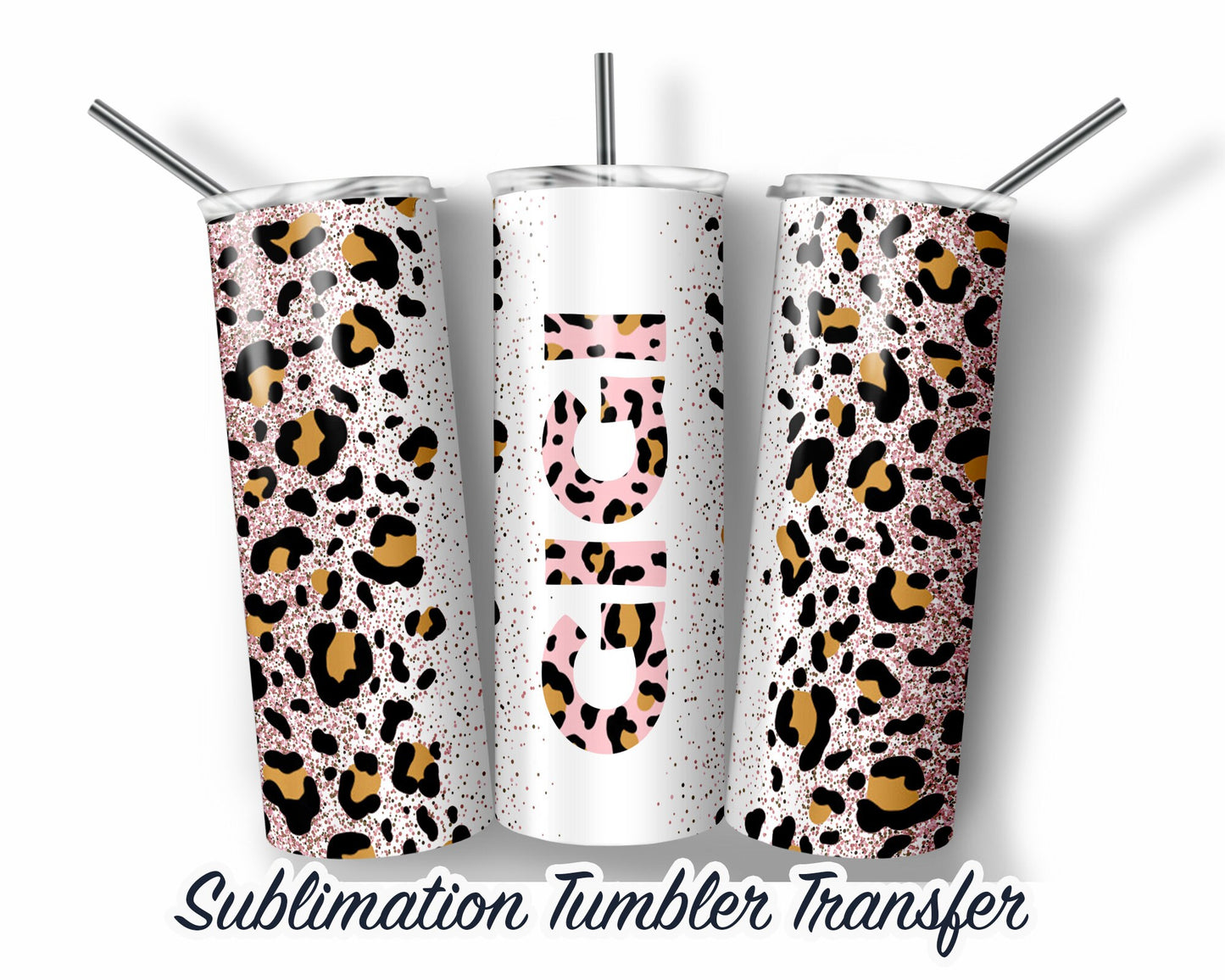 Leopard GIGI  Sublimation Transfer Print For 20 oz Tumbler - 30 oz Skinny Tumbler - Ready To press - Heat Transfers