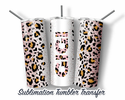 Leopard GIGI  Sublimation Transfer Print For 20 oz Tumbler - 30 oz Skinny Tumbler - Ready To press - Heat Transfers