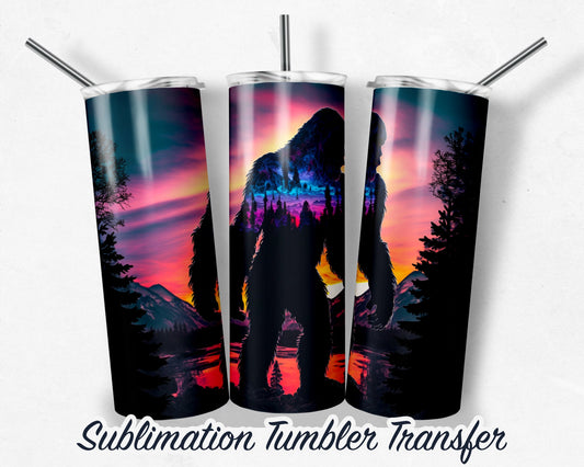 Bigfoot  Sublimation Transfer Print For 20 oz Tumblers - 30 oz Tumblers - Ready To press - Heat Transfers SHIPS NEXT DAY