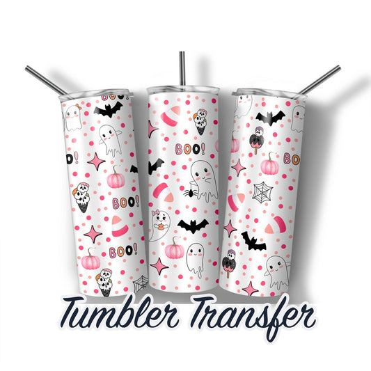 Ghost Halloween Sublimation Transfer Print For 20 oz - 30 oz Tumbler - Ready To Press Heat Transfers Ships Next Day -NOT A DIGITAL