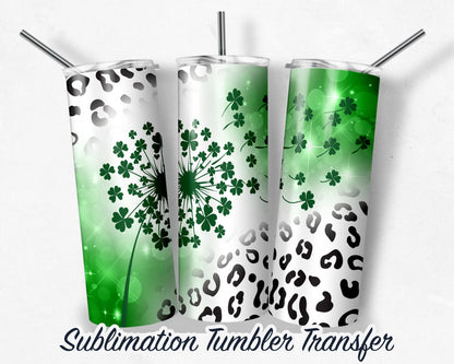 St. Patrick's Day Clover  Sublimation Transfer Print For 20 - 30 oz Tumblers - Ready to Press - Heat Transfers