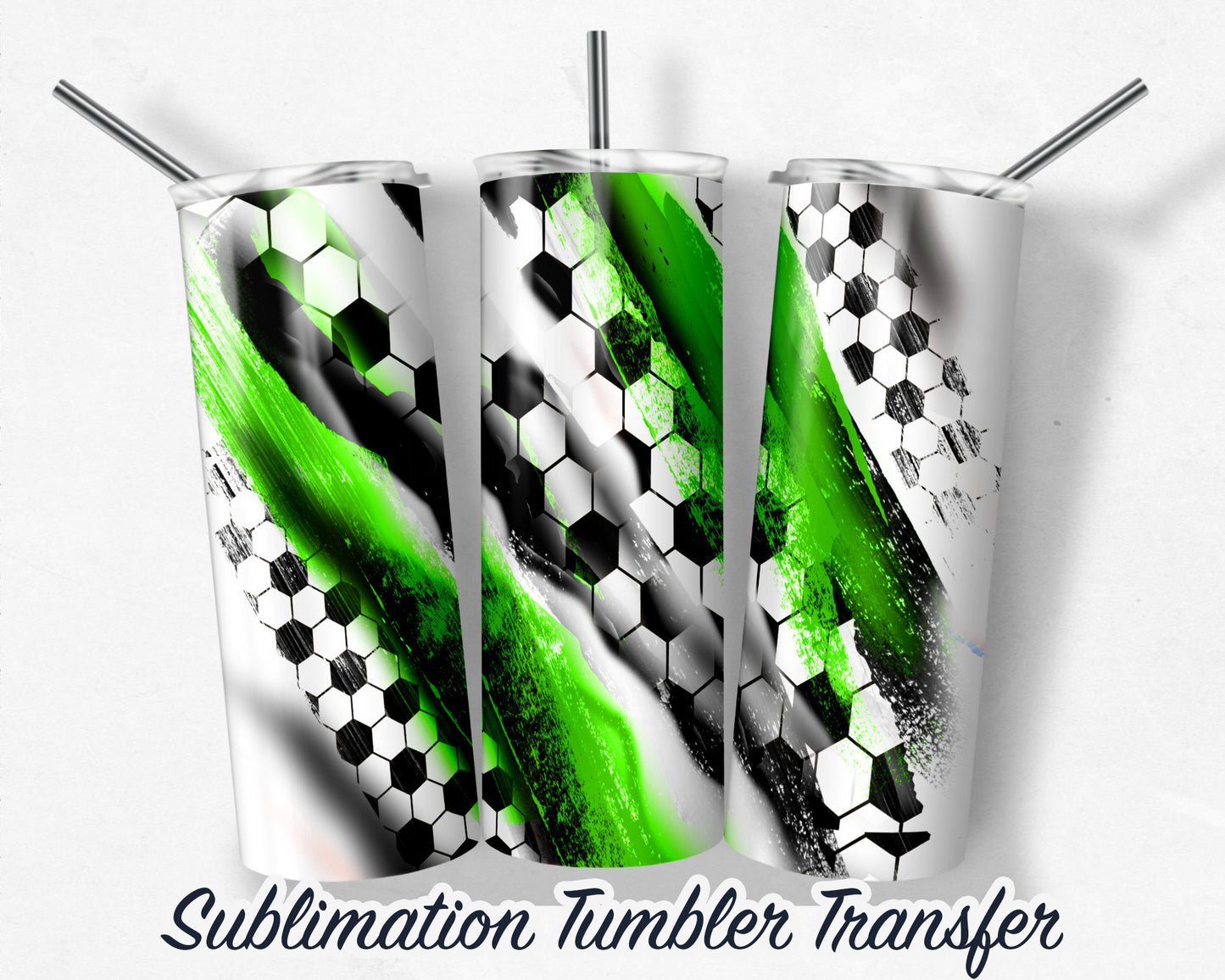 Green Soccer  Sublimation Transfer Print For 20 oz Tumblers - 30 oz Tumblers - Ready To press - Heat Transfers