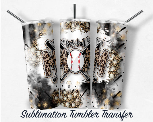 Baseball Mom -  Sublimation Transfer Print For 20 oz - 30 oz Skinny Tumbler - Ready To Press SHIPS NEXT DAY