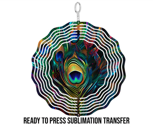 Peacock Wind Spinner Sublimation Ready To press Heat Transfer SHIPS NEXT DAY