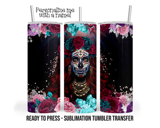 Sublimation Tumbler Transfer - Sugar Skull Design Ready To Press For 20 oz & 30 oz Tumblers
