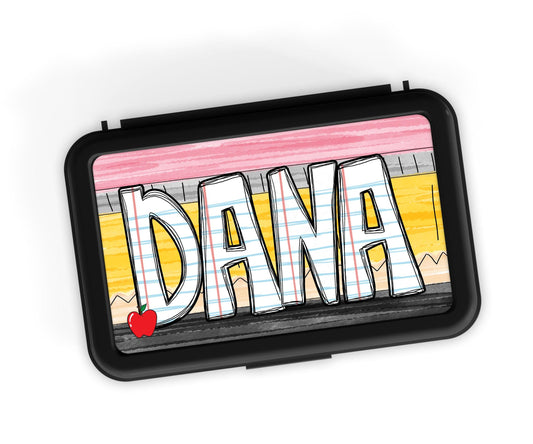Custom Decal for Pencil Box Personalized with Name, 3.9 tall x 6.8 wide, Waterproof Decals for Students, Classroom Stickers, Pencil Theme