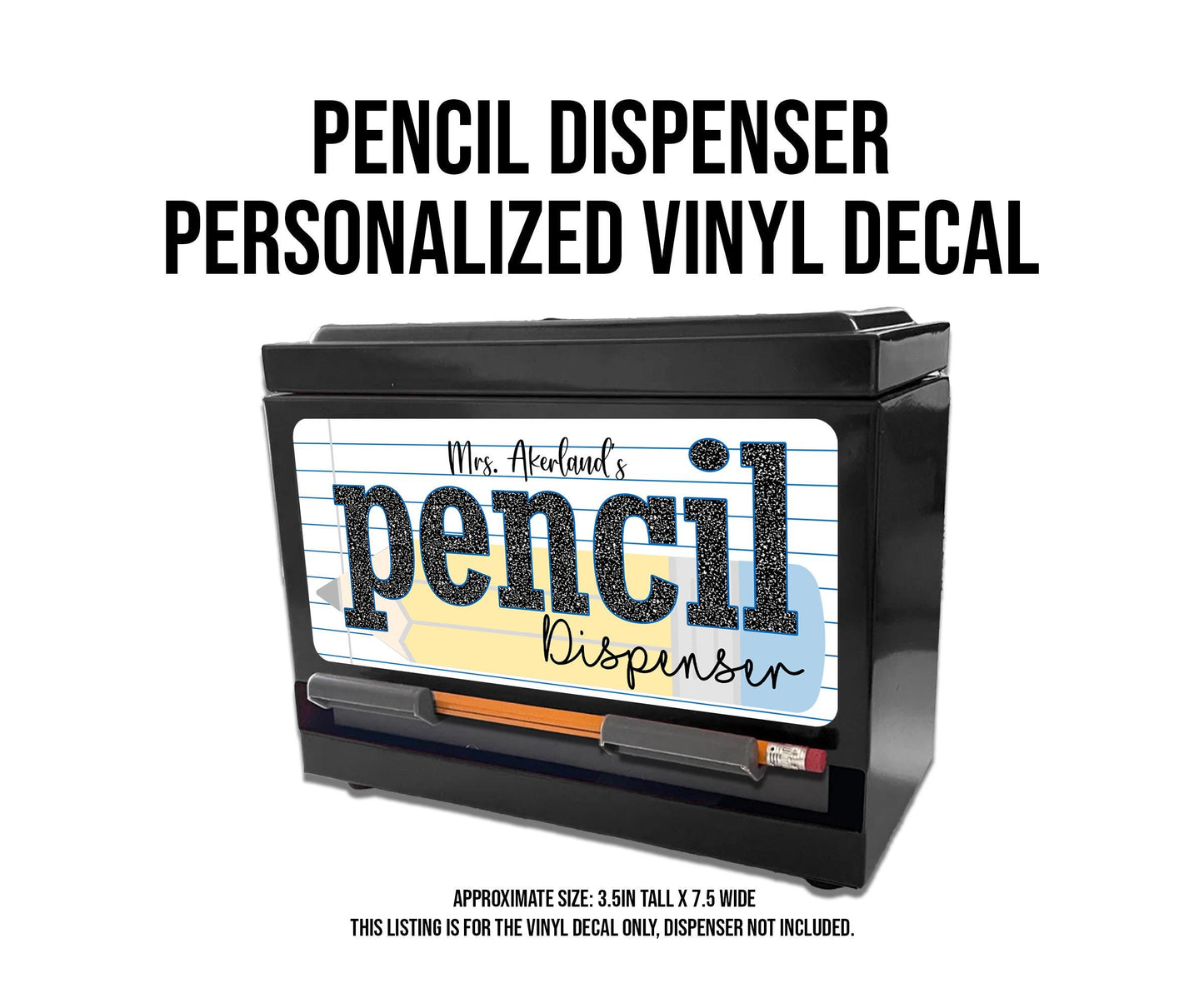 Custom Pencil Dispenser Waterproof Vinyl Decal OR Magnetic Decal Personalized with a name, Pastel Pencil Theme, Teacher Appreciation Gift