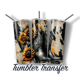 Western Boots Sublimation Transfer Print For 20oz Tumbler - 30 oz Tumbler - Ready To Press Heat Transfer, SHIPS NEXT DAY