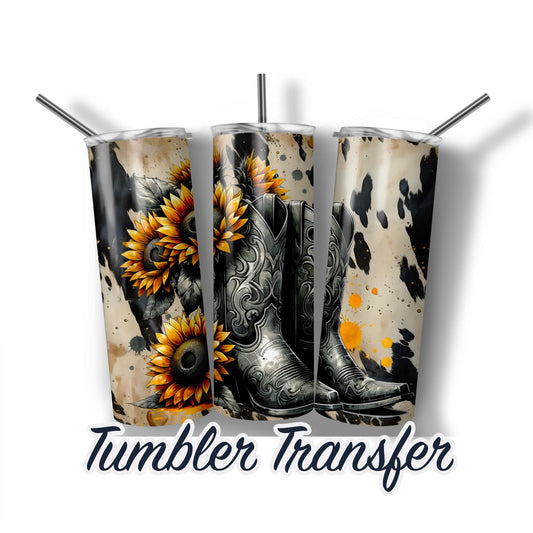 Western Boots Sublimation Transfer Print For 20oz Tumbler - 30 oz Tumbler - Ready To Press Heat Transfer, SHIPS NEXT DAY