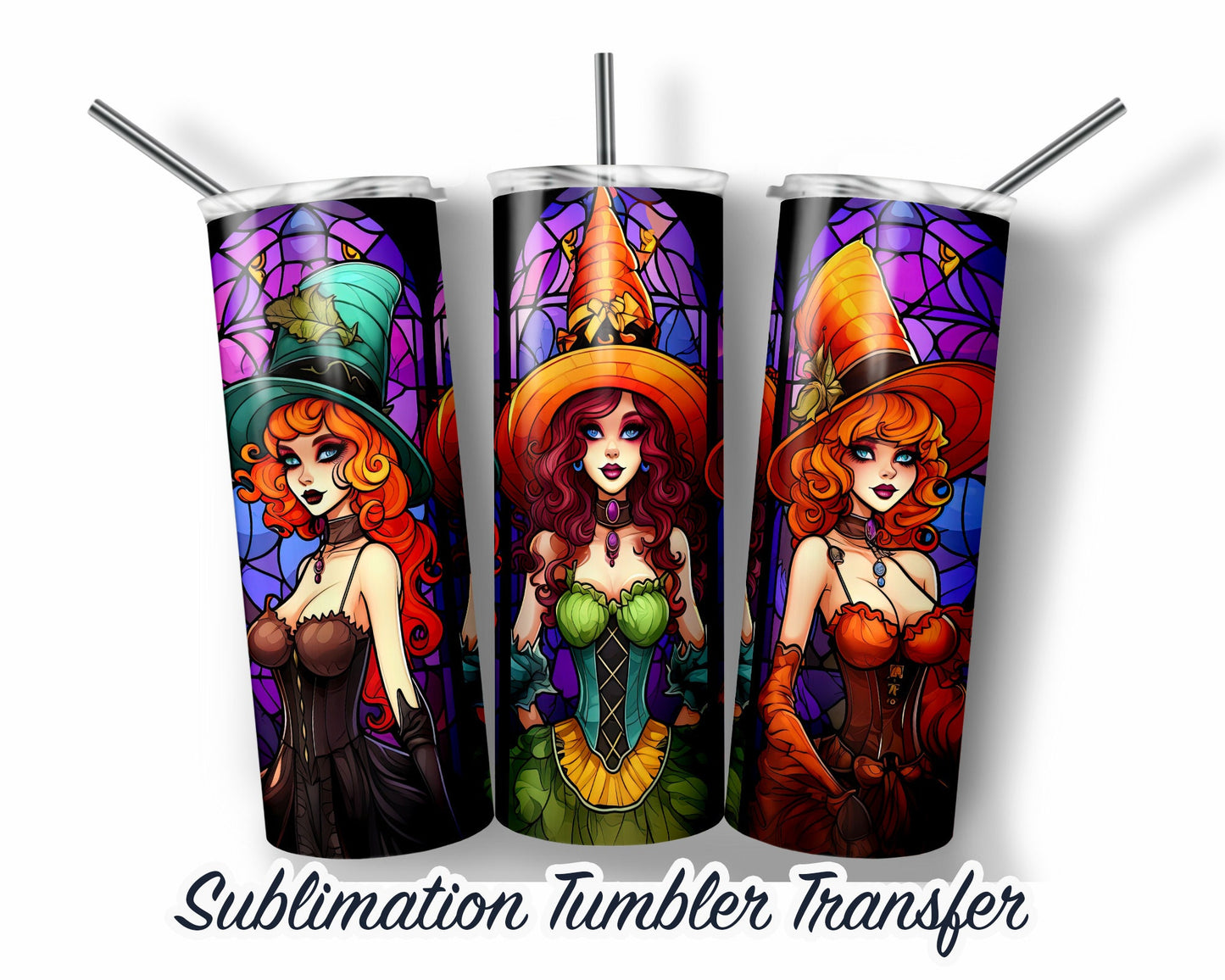 Halloween  Sublimation Transfer Print For 20 oz - 30 oz Skinny Tumbler - Ready To Press SHIPS NEXT DAY