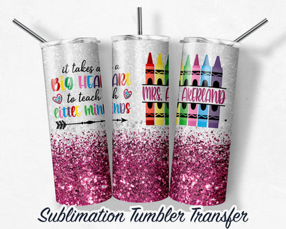 Pink  Teacher  Sublimation Transfer Print For 20 oz Tumblers - 30 oz Tumblers - Ready To press - Heat Transfers SHIPS NEXT DAY