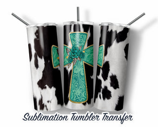 Cross Cowhide Tumbler Sublimation Transfer | 20 oz & 30 oz