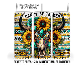 Sublimation Tumbler Transfer Print 20oz Tumbler, Ready To press Heat Transfer | Southwestern Bull Skull Horns | Western Theme Wraps