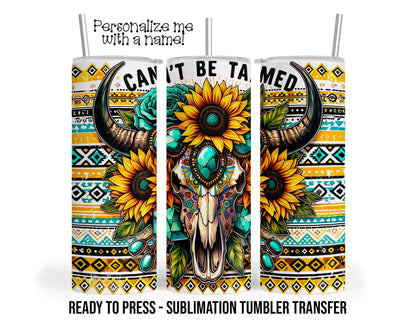 Sublimation Tumbler Transfer Print 20oz Tumbler, Ready To press Heat Transfer | Southwestern Bull Skull Horns | Western Theme Wraps