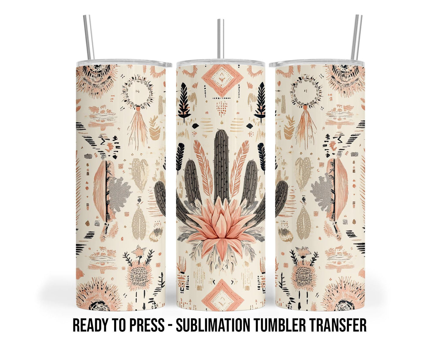 Western Sublimation Transfer Print For 20 oz - 30 oz Skinny Tumbler - Ready To press - Heat Transfers SHIPS NEXT DAY