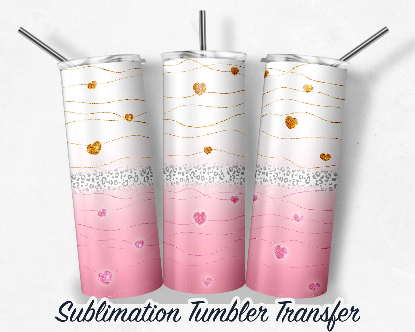 Valentine Hearts -  Sublimation Transfer Print For 20 oz Tumblers - 30 oz Tumblers - Ready To press - Heat Transfers