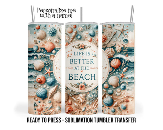 Beach Sublimation Tumbler Transfer Print For 20 oz Tumbler or 30 oz  Tumbler - Ready to Press Heat Transfers SHIPS NEXT DAY