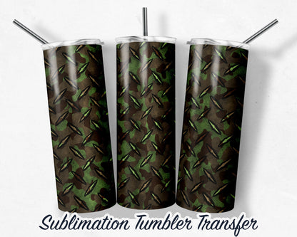 Camo Diamond Plate  -  Sublimation Transfer Print For 20 oz Tumbler - 30 oz Skinny Tumbler - Ready to press - Heat Transfers SHIPS NEXT DAY
