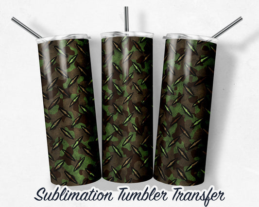 Camo Diamond Plate  -  Sublimation Transfer Print For 20 oz Tumbler - 30 oz Skinny Tumbler - Ready to press - Heat Transfers SHIPS NEXT DAY