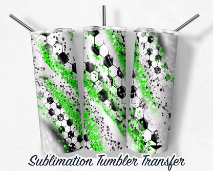 Green Soccer  Sublimation Transfer Print For 20 oz Tumblers - 30 oz Tumblers - Ready To press - Heat Transfers