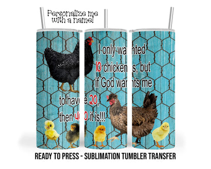Tumbler Transfer Snarky Chicken Sublimation Transfer Print For 20 oz Tumbler - 30 oz  Tumbler - Ready To press - Heat Transfers