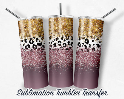 Glitter Leopard Print -  Sublimation Transfer Print For 20 oz - 30 oz Skinny Tumbler - Ready To press - Heat Transfer SHIPS NEXT DAY