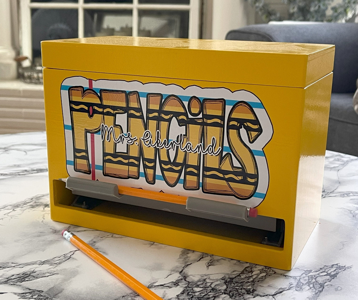 Custom Pencil Dispenser Vinyl Decal Personalized with a name