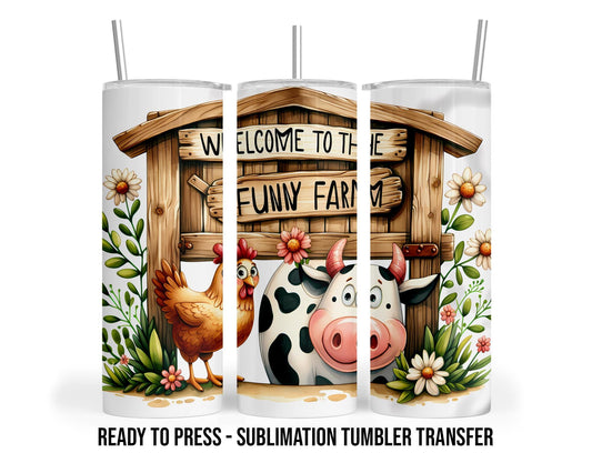 Funny Cow Ready to Press Sublimation Transfer Print 20 oz - 30 oz Tumblers  SHIPS NEXT DAY