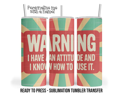 Co-Worker Warning Sublimation Tumbler Transfer Print For 20 oz Tumbler - 30 oz Tumbler Ready To press Heat Transfers