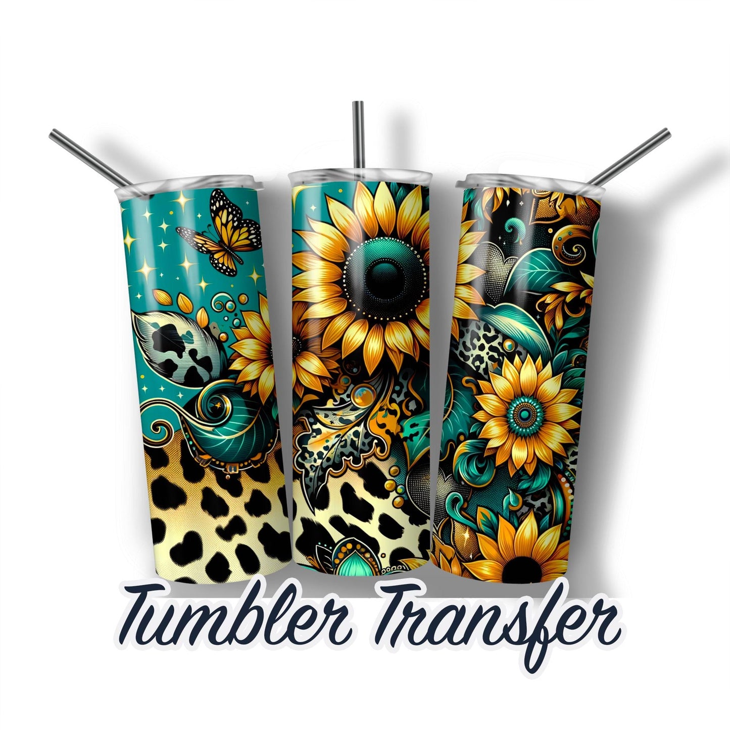 Sunflower Sublimation Transfer Print For 20 oz Tumblers - 30 oz Tumblers - Ready To press - Heat Transfers