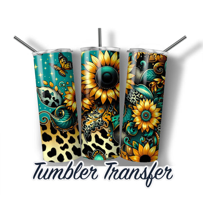 Sunflower Sublimation Transfer Print For 20 oz Tumblers - 30 oz Tumblers - Ready To press - Heat Transfers