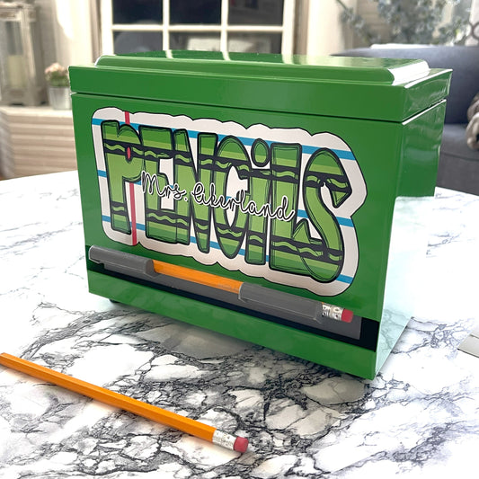 Custom Pencil Dispenser Vinyl Decal Personalized with a name