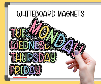 Days of the Week whiteboard Magnets, Teacher Rainbow Classroom Decor, Approx 3in x 10in, Custom classroom magnets, Monday - Friday or Custom