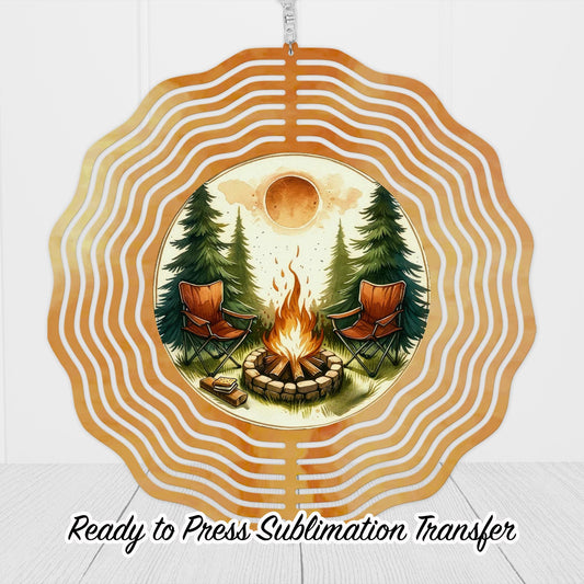 Camping Theme Wind Spinner Sublimation Ready To press Heat Transfer SHIPS NEXT DAY