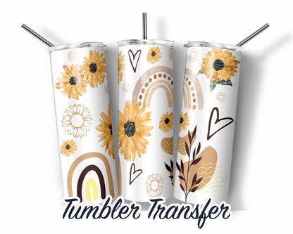 Floral Rainbow  Sublimation Transfer Print 20 oz Skinny Tumbler - 30oz Skinny Tumbler - Ready To press Heat Transfers SHIPS NEXT DAY