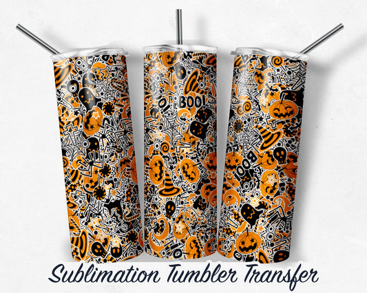 Halloween  Sublimation Transfer Print For 20 oz Skinny Tumbler - 30 oz Skinny Tumbler - Ready To press - Heat Transfers