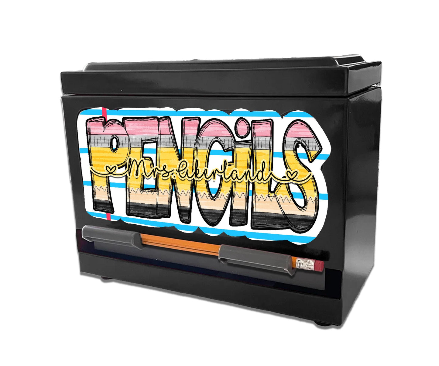 Custom Pencil Dispenser Vinyl Decal or Magnetic Decal Personalized with a name