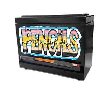 Custom Pencil Dispenser Vinyl Decal or Magnetic Decal Personalized with a name