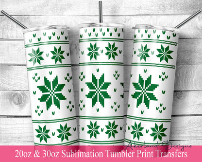 Knitted Christmas  Sublimation Transfer Print For 20 oz - 30 oz Tumbler - Ready To press - Heat Transfers