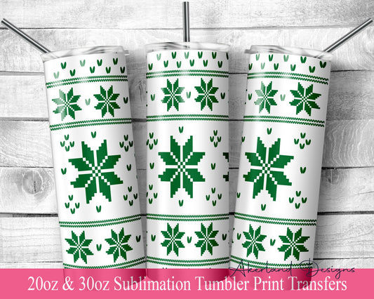 Knitted Christmas  Sublimation Transfer Print For 20 oz - 30 oz Tumbler - Ready To press - Heat Transfers