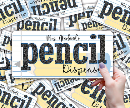 Custom Pencil Dispenser Waterproof Vinyl Decal OR Magnetic Decal Personalized with a name, Pastel Pencil Theme, Teacher Appreciation Gift