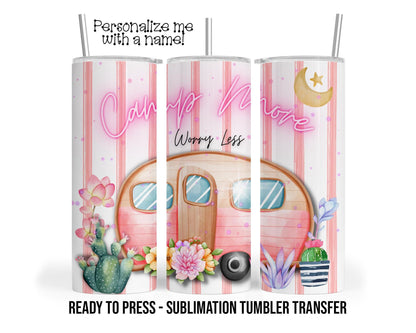 Pastel Camper, Camping  Sublimation Tumbler Transfer Print For 20oz  Tumbler - 30oz  Tumbler - Ready To press - Heat Transfers