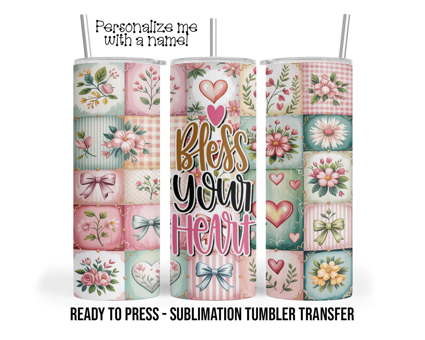 Southern Blessing Patch Quilt Sublimation Tumbler Transfer Print 20oz Tumbler, Ready To press Heat Transfer SHIPS NEXT DAY