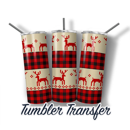 Reindeer Tumbler  Sublimation Transfer Print For 20 oz Tumbler - 30 oz Skinny Tumbler - Ready To press - Heat Transfers SHIPS NEXT DAY