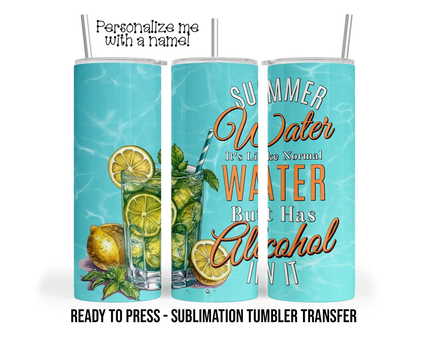 Summer Water Sublimation Tumbler Transfer Print For 20 oz Tumbler - 30 oz  Tumbler - Ready to Press - Heat Transfers SHIPS NEXT DAY