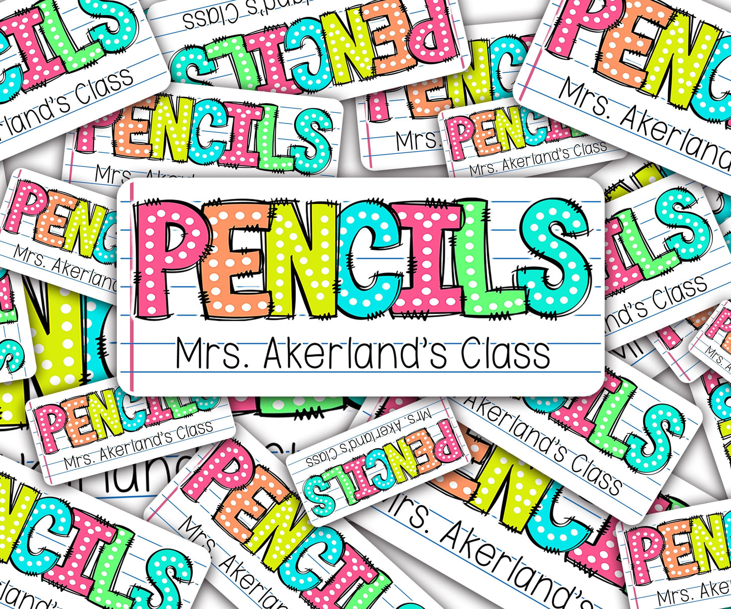 Custom Pencil Dispenser Vinyl Decal Personalized with a name, Waterproof Decal, Rainbow Theme, Teacher Appreciation Approx. 3.5x7.5 inches