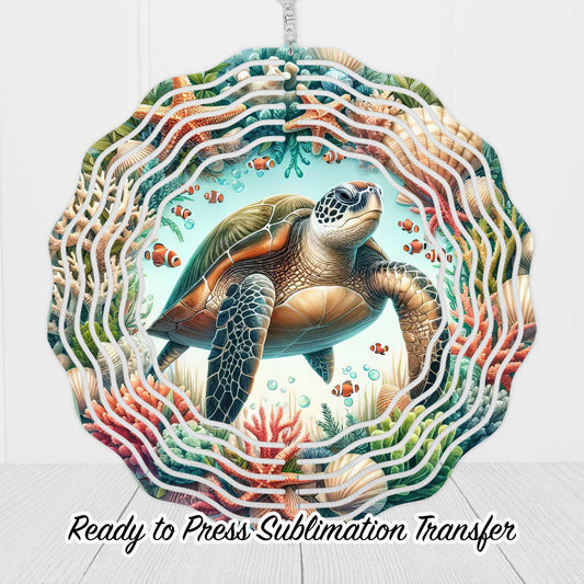 Sea Turtle Wind Spinner Sublimation Ready To press Heat Transfer SHIPS NEXT DAY