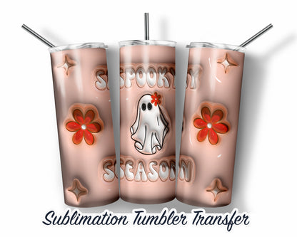 Halloween Ghosts Inflated Puff Effect Sublimation Transfer Print For 20 oz Tumbler - 30 oz Skinny Tumbler - Ready To press - Heat Transfers