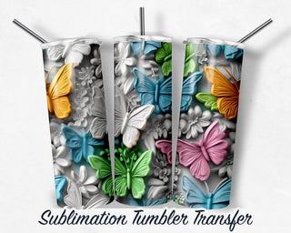 3D Butterflies Tumbler Sublimation Transfer | 20 oz & 30 oz
